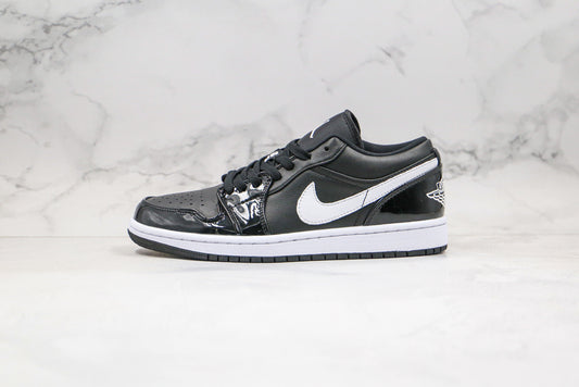 Air Jordan 1 Low Preto/Preto Envernizado/Branco