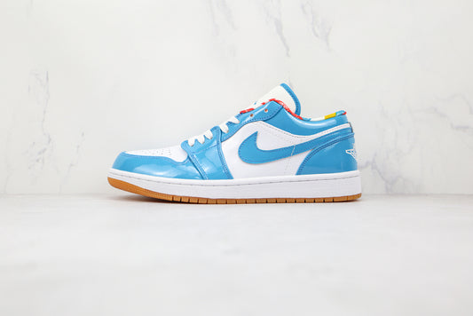 Air Jordan 1 Low Envernizado Azul/Branco