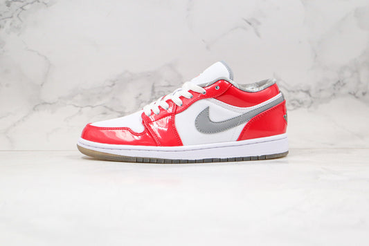 Air Jordan 1 Low Vermelho Envernizado/Branco/Cinza